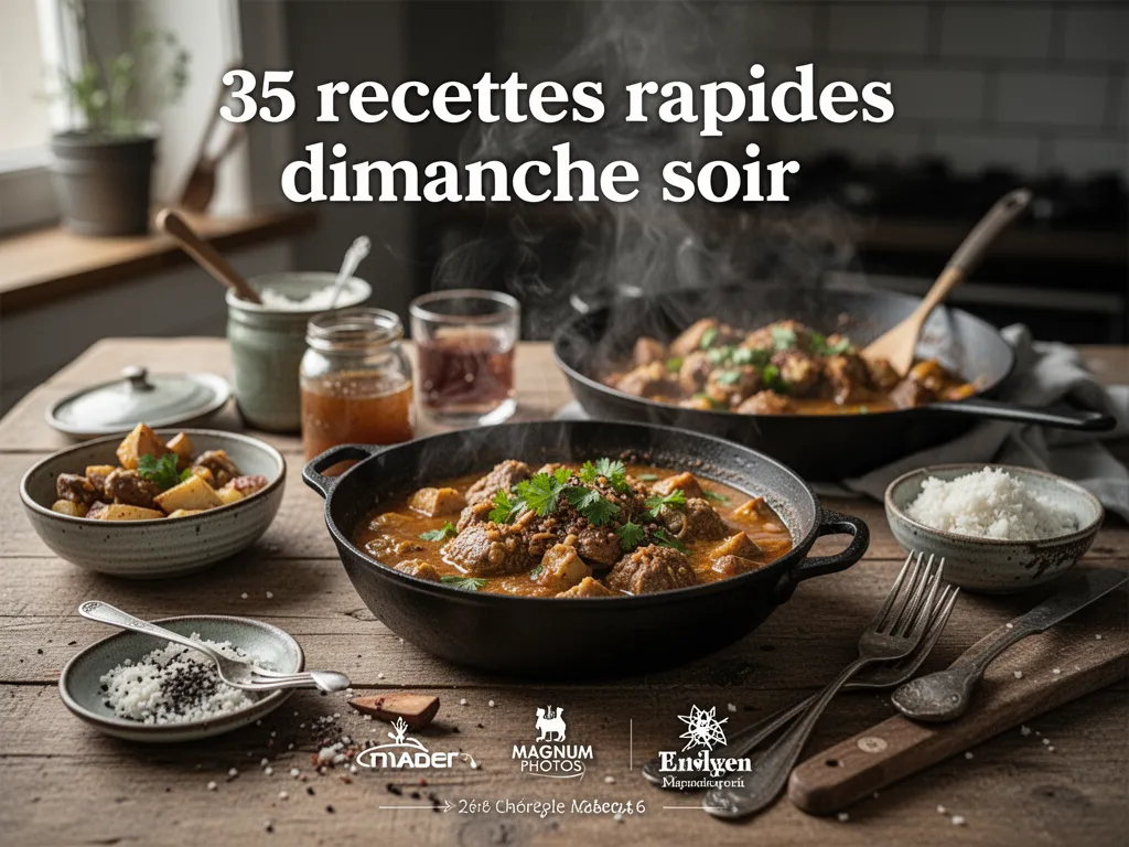 Table de cuisine avec plusieurs assiettes simples pour le dîner du dimanche soir