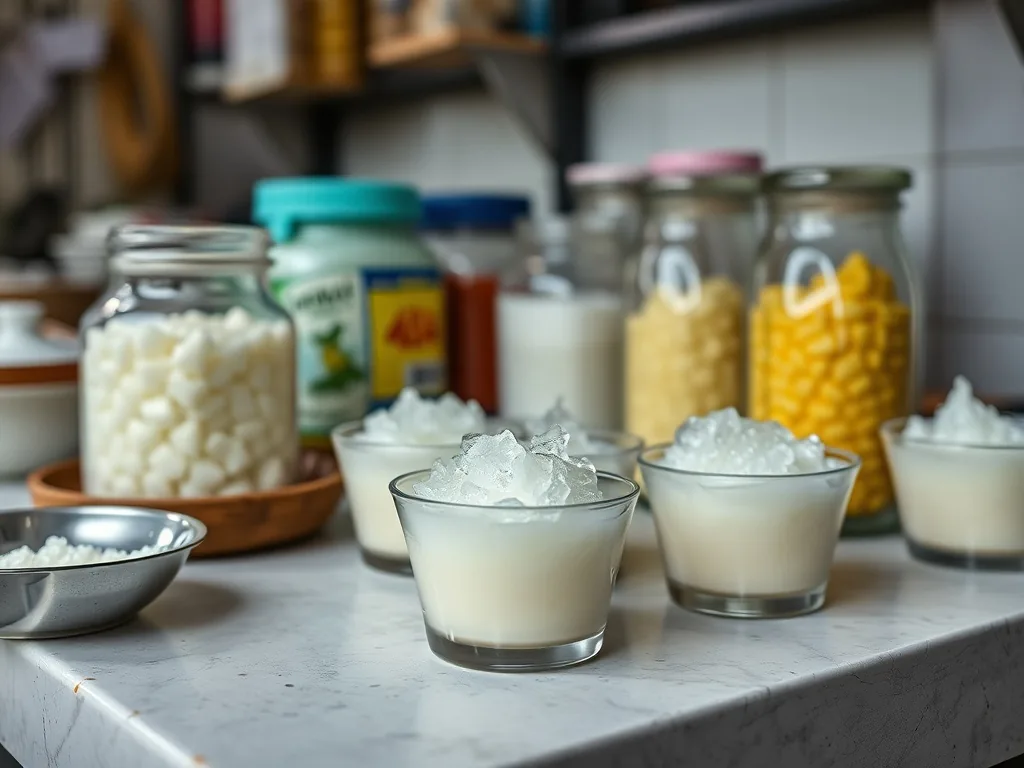 Verrine de panna cotta à la noix de coco avec coulis de fraise, surmontée d’une feuille de menthe