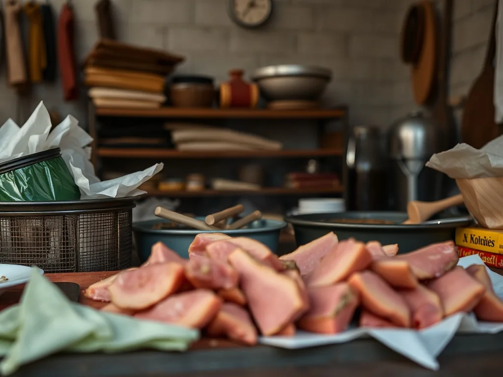 Briouates à la viande hachée dorées sur une assiette, avec une coupelle de sauce tomate relevée et quelques feuilles de coriandre fraîche.