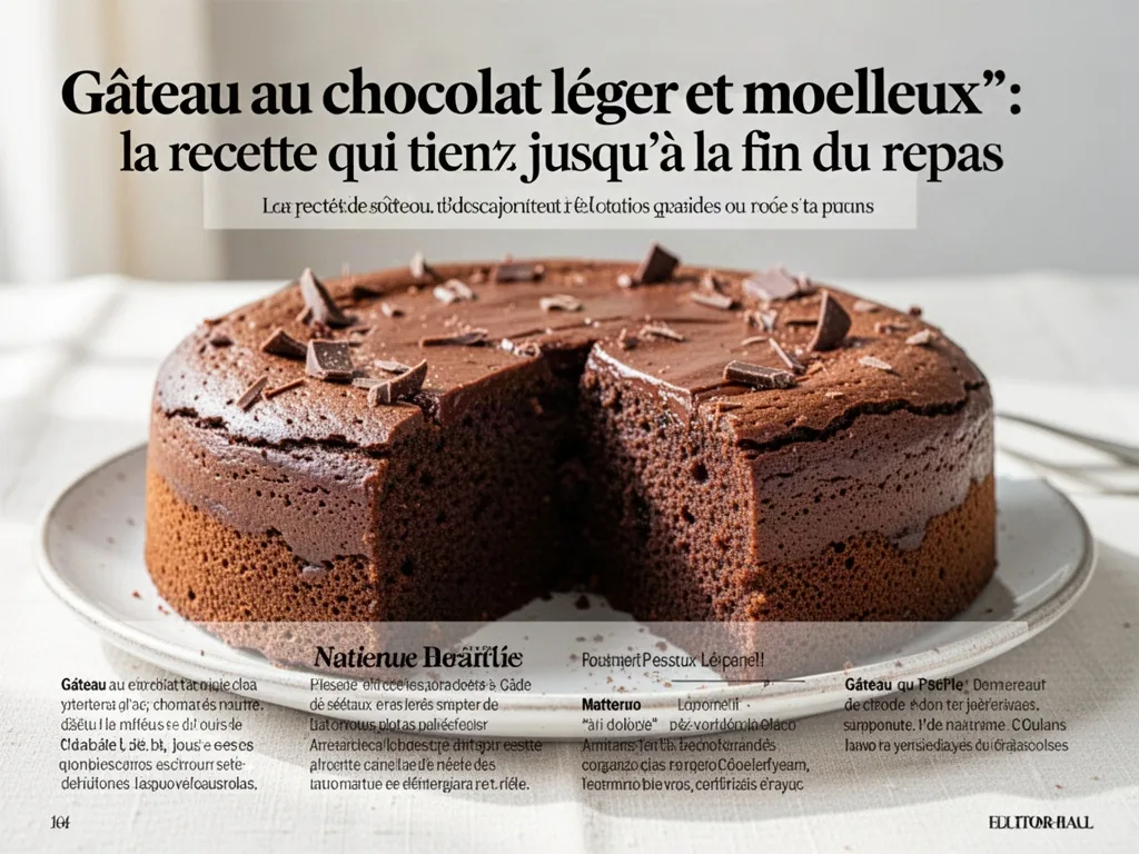 Gâteau au chocolat léger et moelleux : la recette qui tient jusqu’à la fin du repas