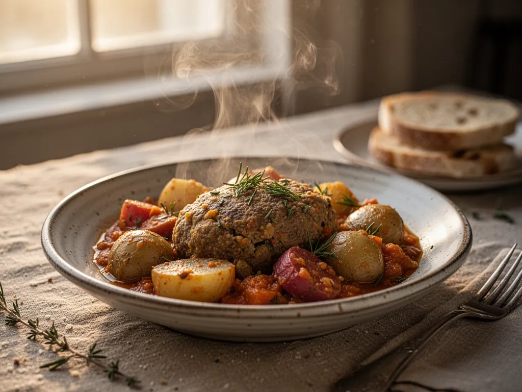 Table dressée pour le Shabbat avec challah tressée, plats chauds et salades