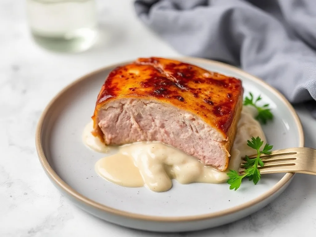 Plat de travers de porc fondant au four avec légumes rôtis